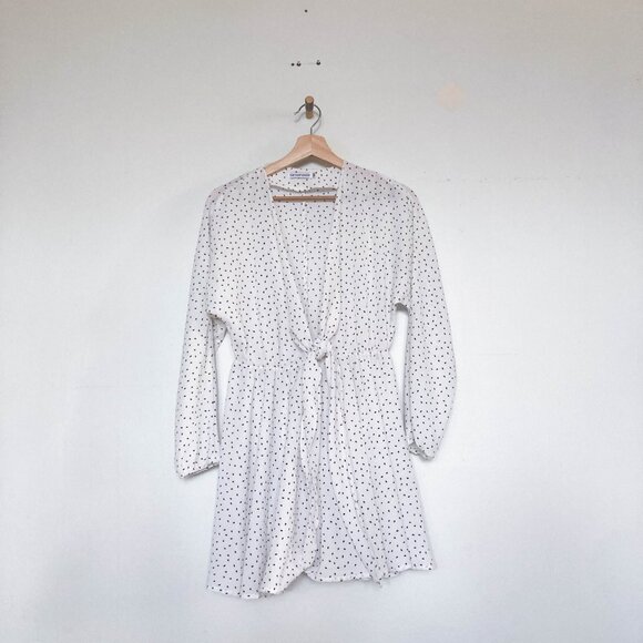 3 FOR $15 White polka dot sheer dress with front knot tie - Picture 5 of 11